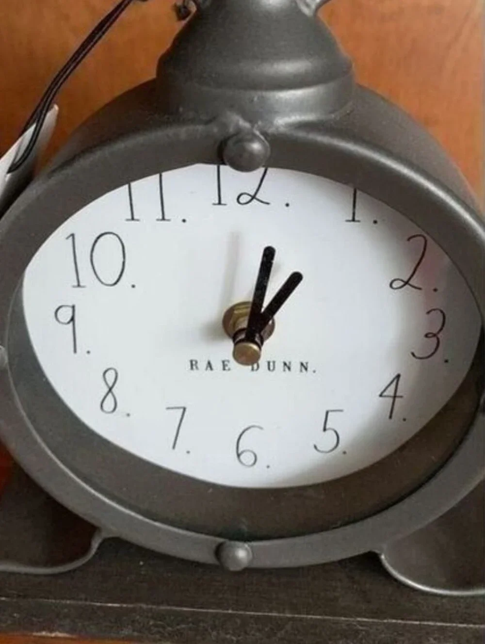 Rae Dunn Silver Metallic Table Clock with White Face